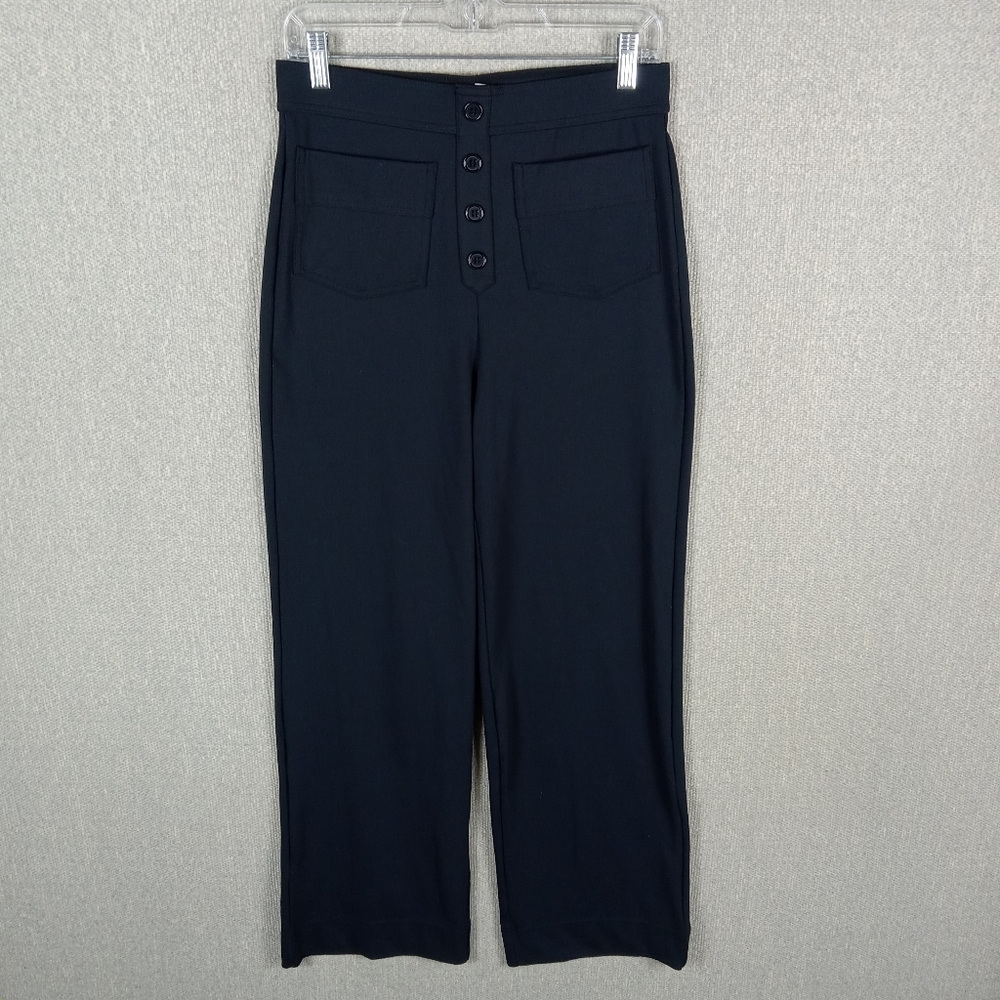 Halara Day Stretch Pants Womens Medium Black High Waisted Pockets Straight Leg
